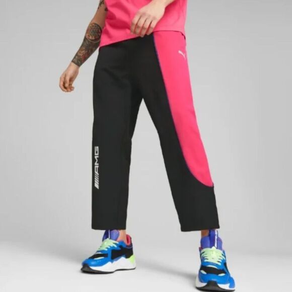 Puma Track Pants Mens L Black Pink Amg Mercedes Benz Petronas Woven Athletic - Picture 11 of 11